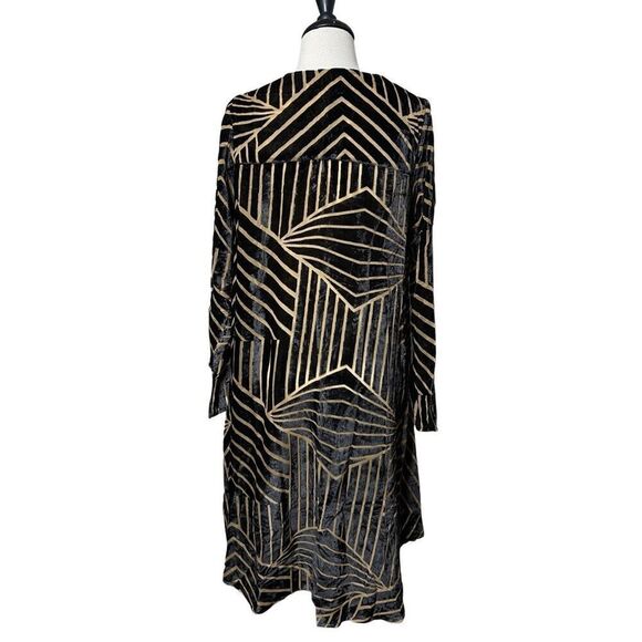 Flynn Skye Velvet Brocade Sheer Shawl Duster Cardigan Geometric Velvet Top Mediu - Picture 3 of 6